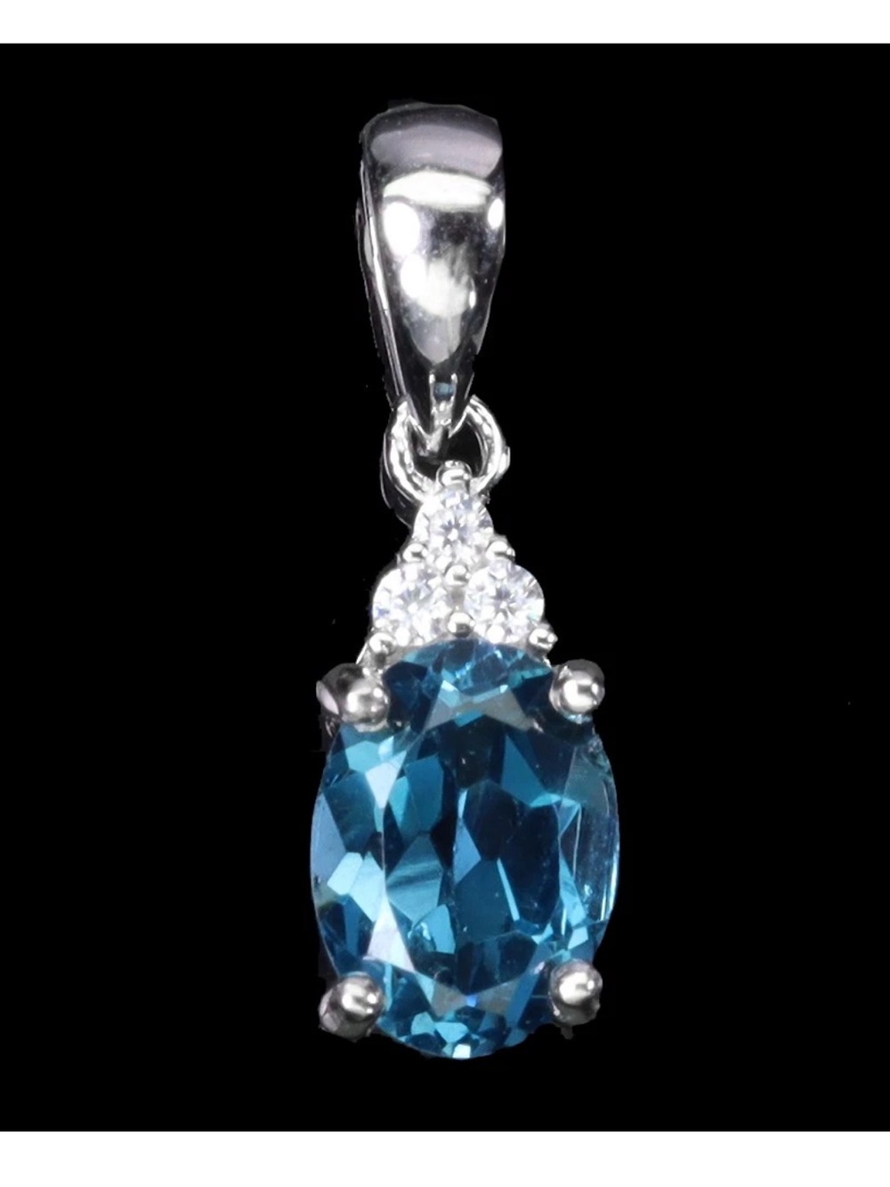 Stunning Natural 1.68CT London Blue Topaz Drop Pendant 925 Sterling Setting 18”